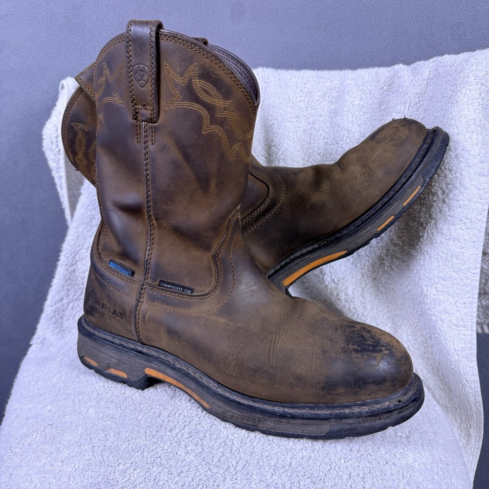 Ariat Workhog Boots Mens 10 EE 2E Leather Western Rancher Oil Slip Resistant